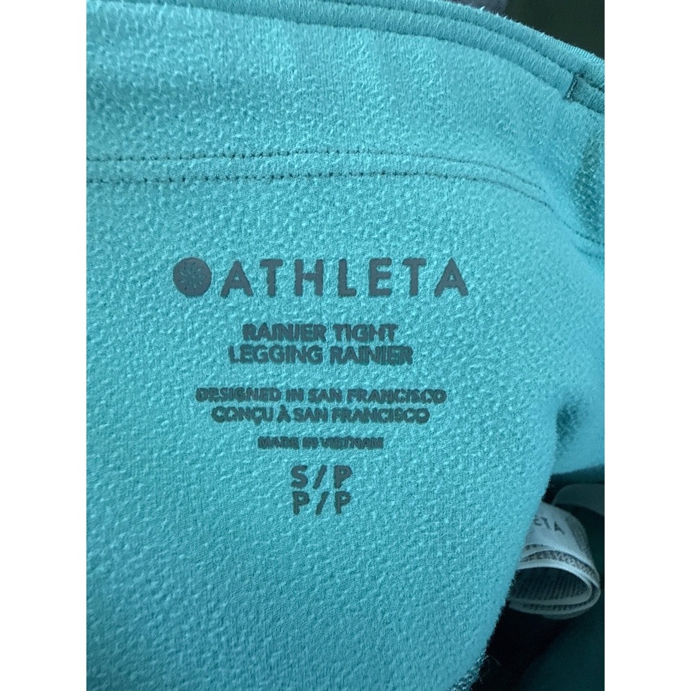 Lot of 2 Athleta Rainier Tight Leggings Size S Green & Teal Zip Pockets Vacation - Picture 3 of 14